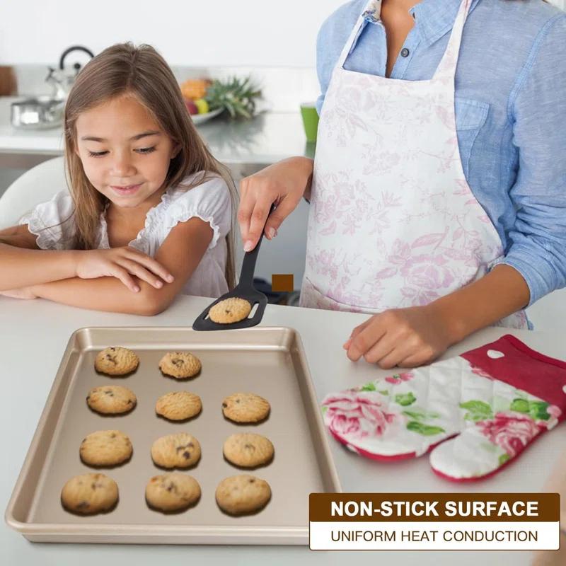 Anadea Baking Sheet Pan Set Of 3, Commercial Cookie Sheets For Baking, Nonstick Half/Quarter/Jelly Roll Pans Replacement Toaster Oven Tray, Heavy Duty & Easy Clean