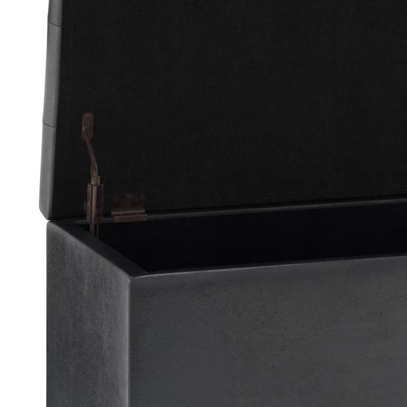 Simpli Home Cosmopolitan Faux Leather Ottoman