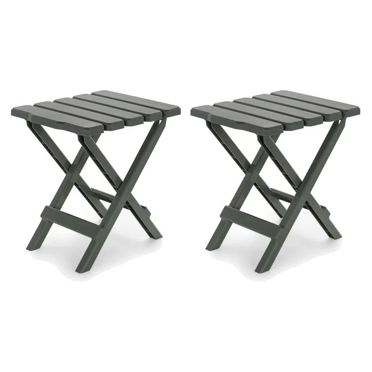 Camco Camco Adirondack Outdoor Camping Small Plastic Folding Side Table, Sage (2 Pack) (Set of 2)