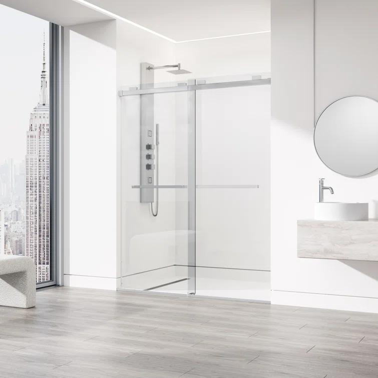 VIGO Houston 56-60" W x 76" H Sliding Frameless Shower Door with 3/8" Clear Glass VG6023CHCL6076
