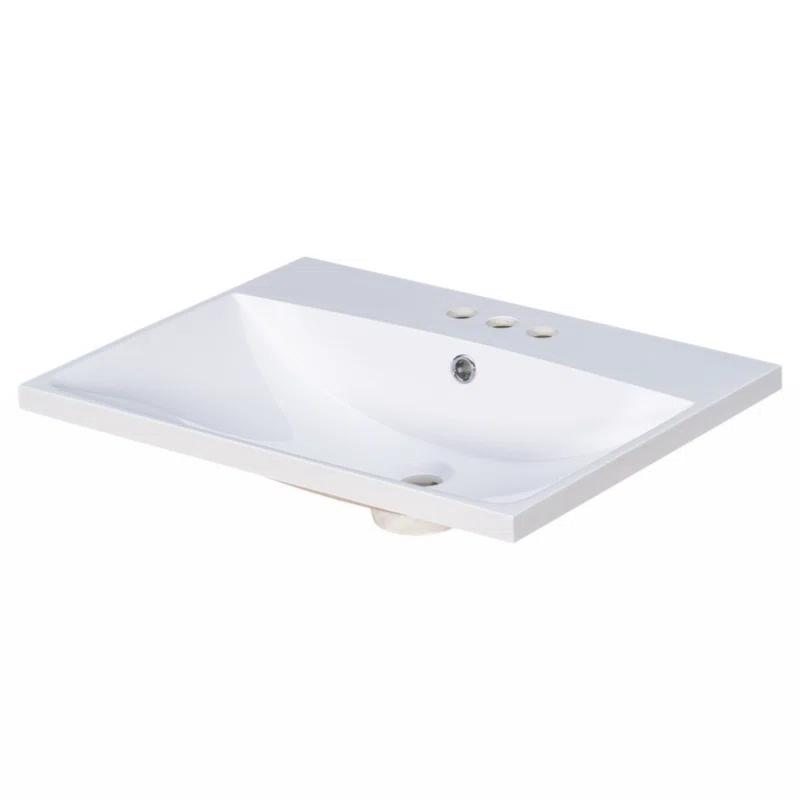 Wenty 18'' White Ceramic Rectangular Bathroom Sink