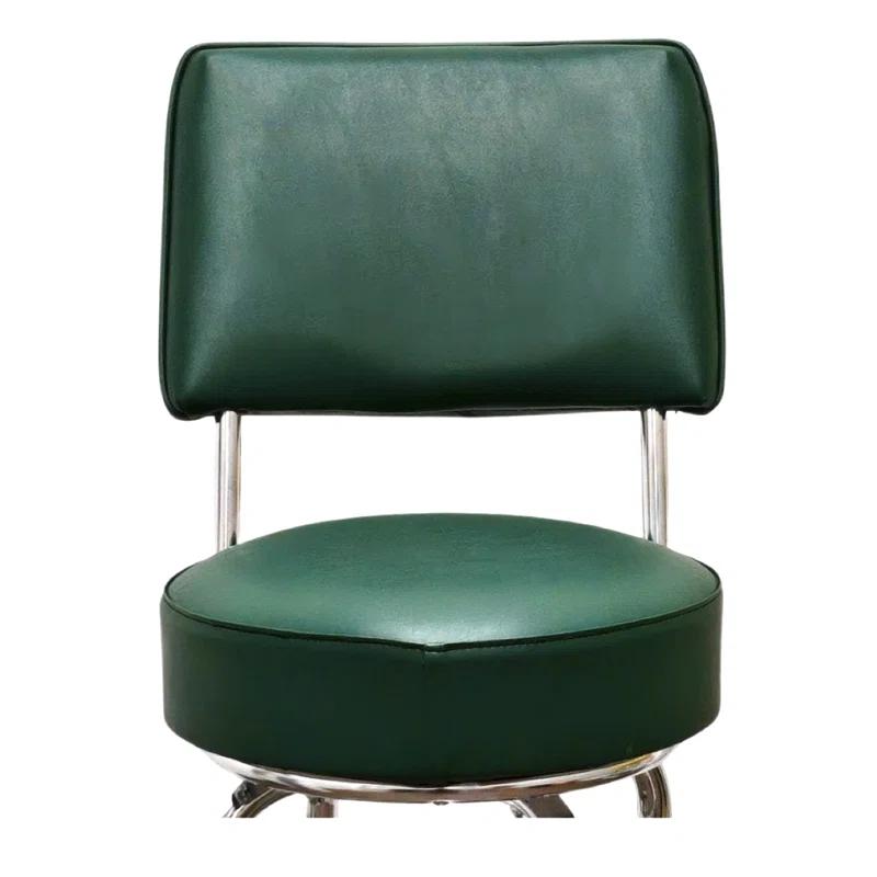 Retro Home Double Ring Upholstered Swivel Bar Stool with Back