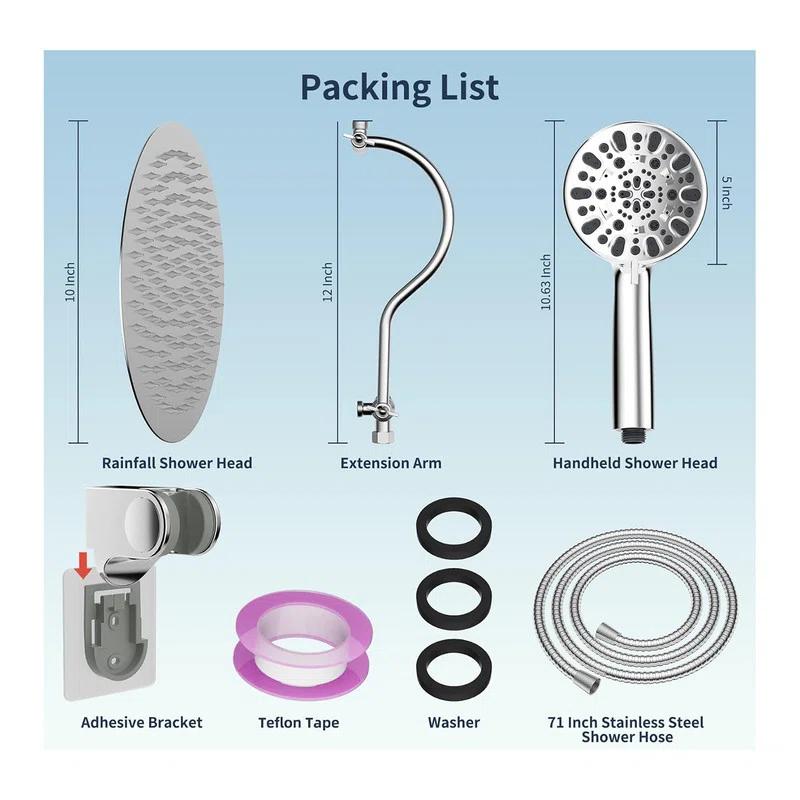 High Pressure Rainfall Shower Head with Handheld Spray Combo