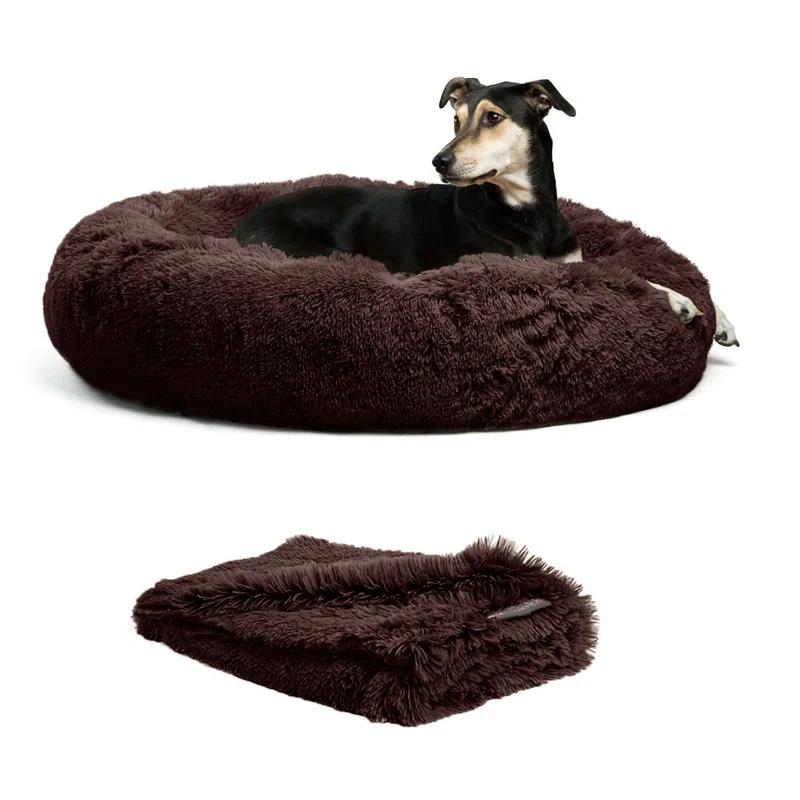 Best Friends By Sheri Best Friends by Sheri Bundle The Original Calming Shag Donut Cat and Dog Bed + Throw