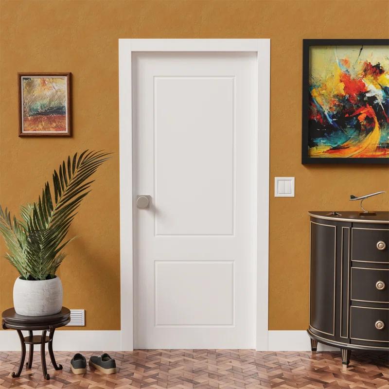 Villar Home Designs Prefinished 2-Panel Cascade White Wood Door Slab With American Standard Lock Precut