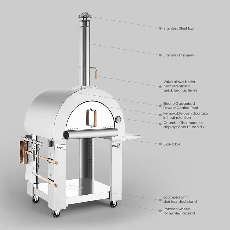 Empava Stainless Steel Freestanding Wood-Fired Pizza Oven & Reviews | Wayfair