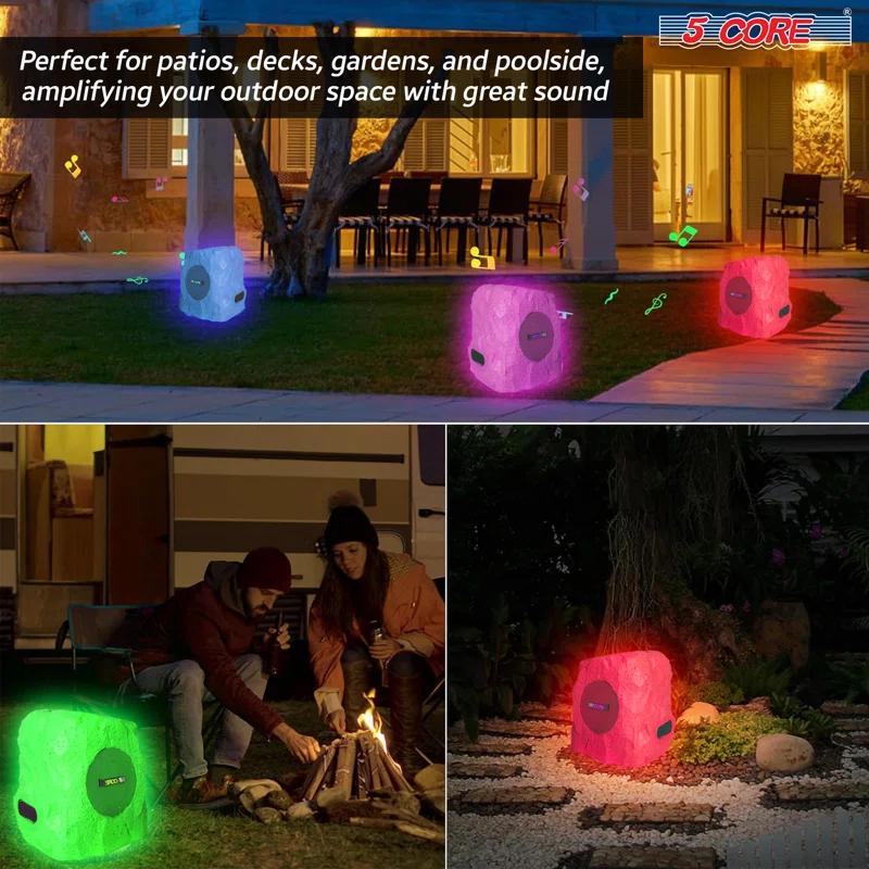 5 Core Outdoor Speakers Bluetooth Waterproof TWS Pool Patio Garden Rock Subwoofer