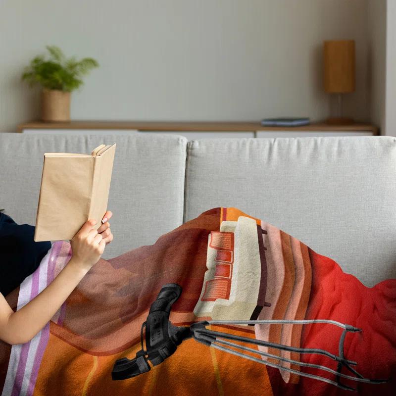 Ambesonne Ambesonne TV Show Fleece Throw Blanket Talk Show Studio Cartoon Multicolor