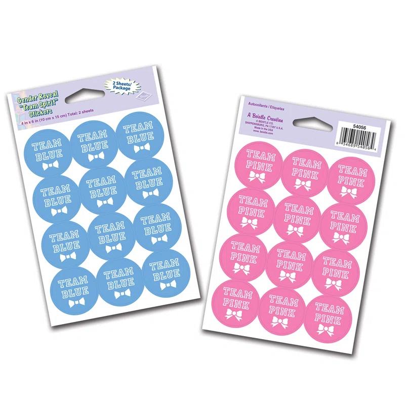 Beistle Team Blue/Team Pink Stickers