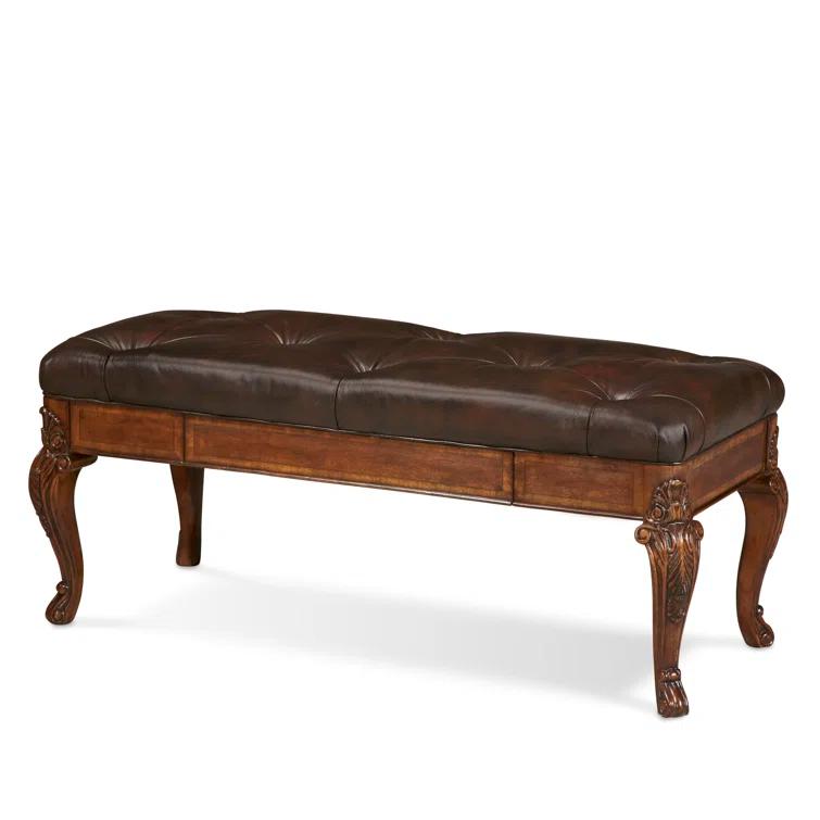 A.R.T. Old World Genuine Leather Upholstered Storage Bench
