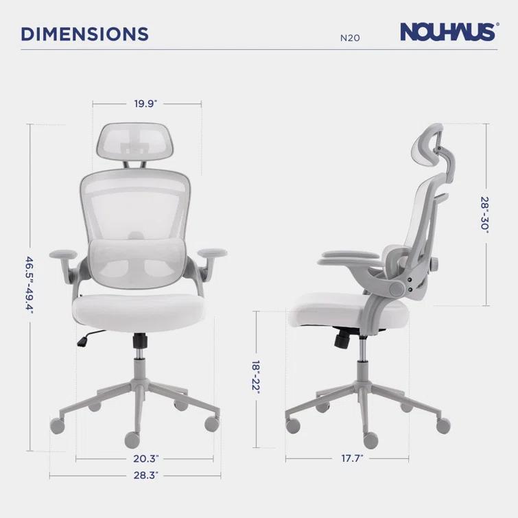 Nouhaus Inc Nouhaus Ergonomic Office Chair High Back Adjustable Lumbar Support Headrest and Armrest, Comfy Desk Chairs Swivel Computer Gaming Chair Tilt Function
