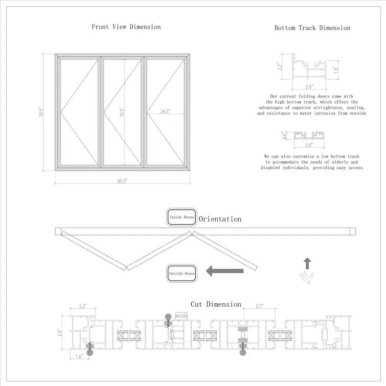 FOREVERDOORS Foever Doors 3 Panel, Folded Out, Folding Patio Door, Aluminum Folding Door