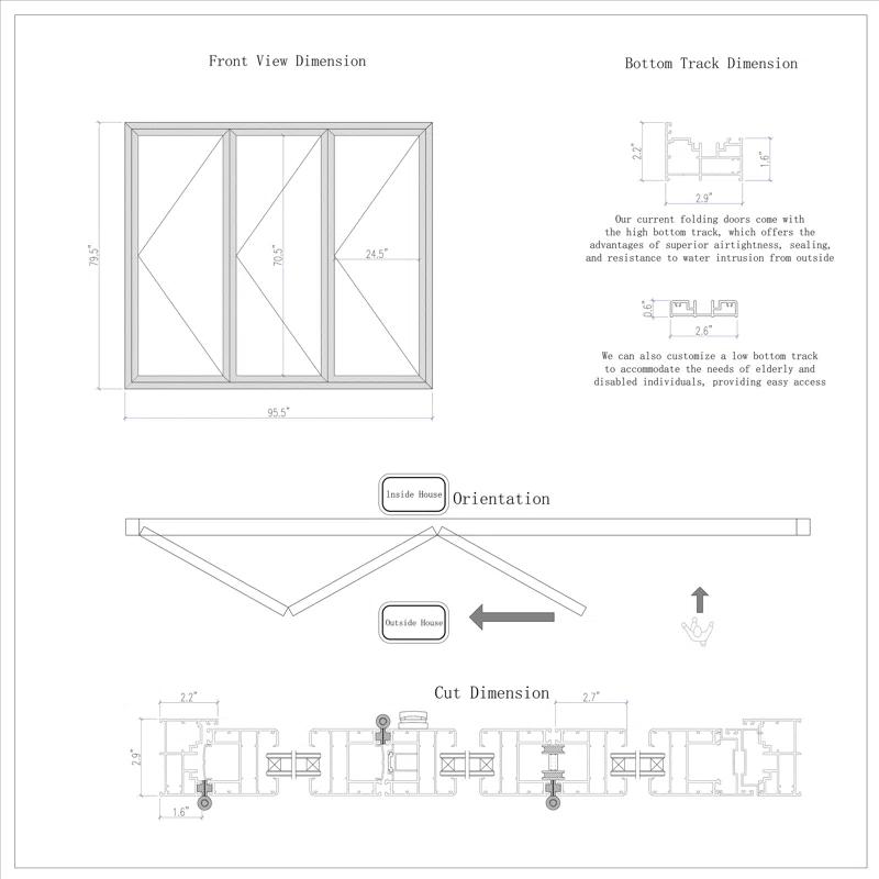 FOREVERDOORS Foever Doors 3 Panel, Folded Out, Folding Patio Door, Aluminum Folding Door