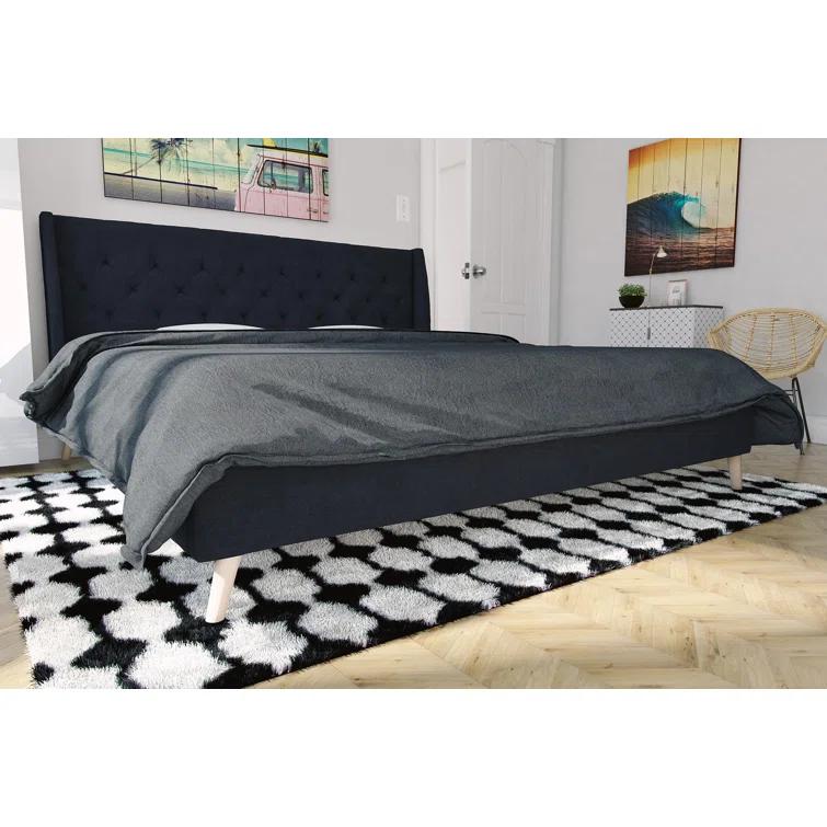 Novogratz Her Majesty Upholstered Wingback Bed