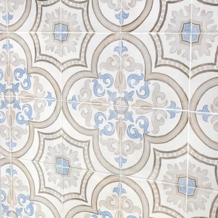 Bond Tile Valencia Daiza 8" x 8" Porcelain Field Tile in Matte Gray/Blue