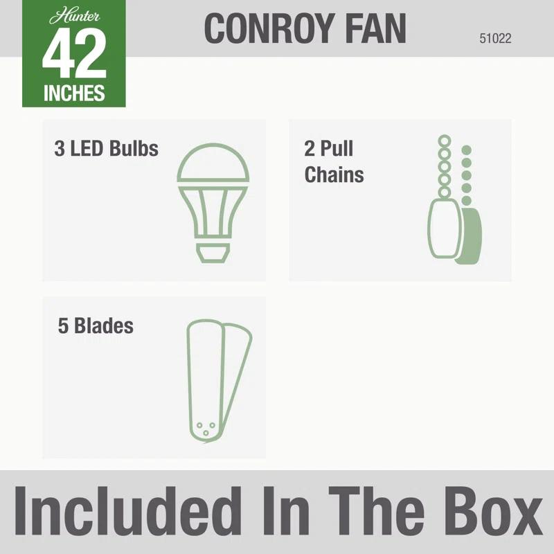 42'' Conroy 5 - Blade Flush Mount Ceiling Fan with Pull Chain and Light Kit Included