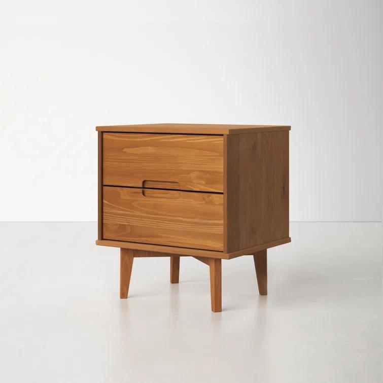 AllModern Mags Solid Wood Groove 2-Drawer Nightstand