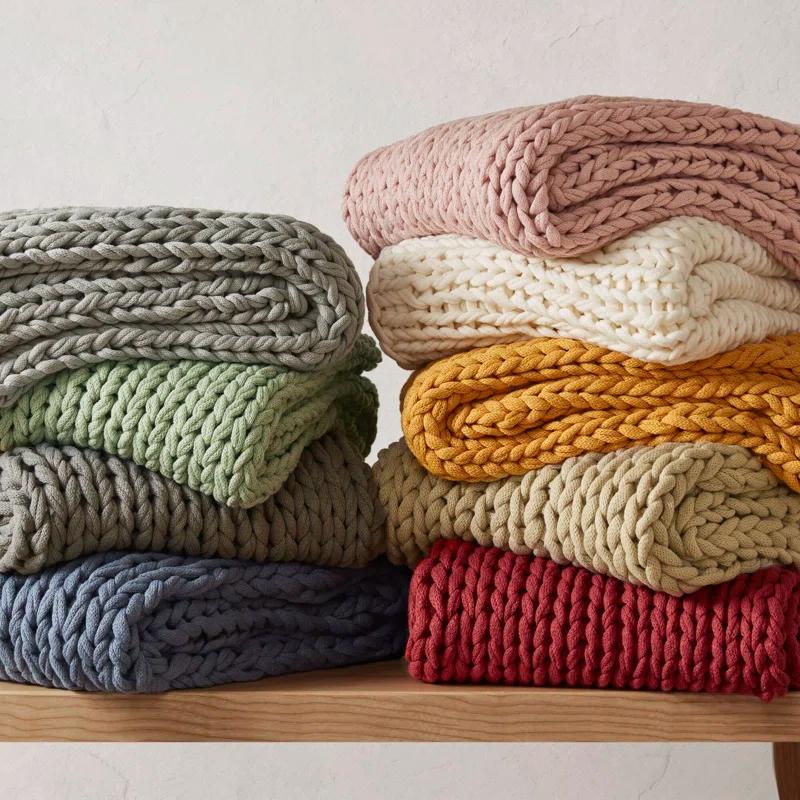 Kelly Clarkson Home Madison Hand Made Chunky Double Knit Throw Blanket