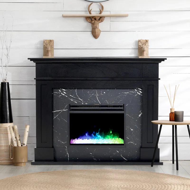 Cambridge Cambridge Sofia 53-in. Electric Fireplace Mantel in with Black Marble Inlay and Crystal Rocks