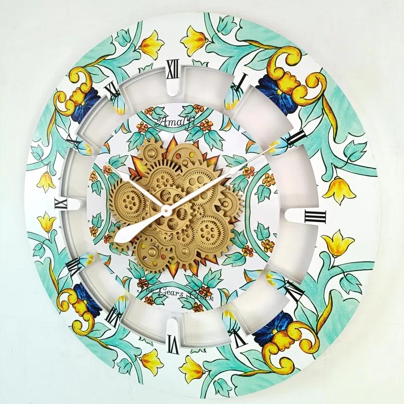 The Gears Clock Wall Clock Oversized 36" for Living Room with Real Moving Gears Italy Style | Wayfair