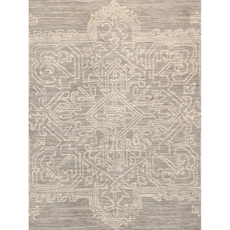 Pasargad Modern Oriental Handmade Tufted Area Rug in Silver/Ivory