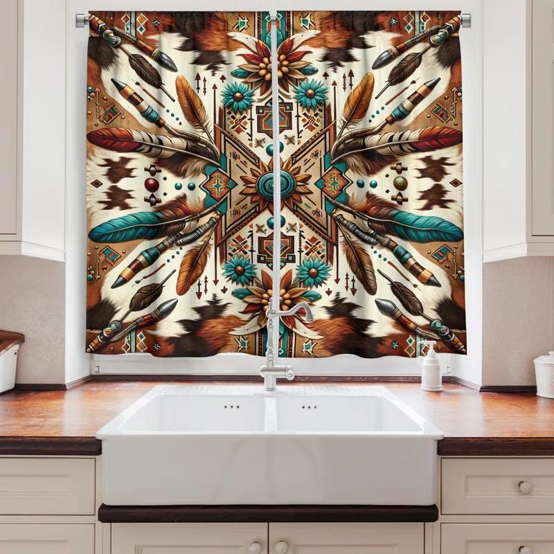 Ambesonne Rustic 55'' W Kitchen Curtain (Set of 2)
