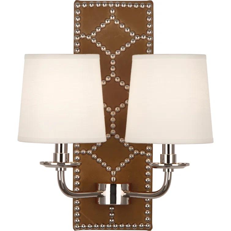 Black Nickel Energy Star Wall Sconce with Fabric Shades