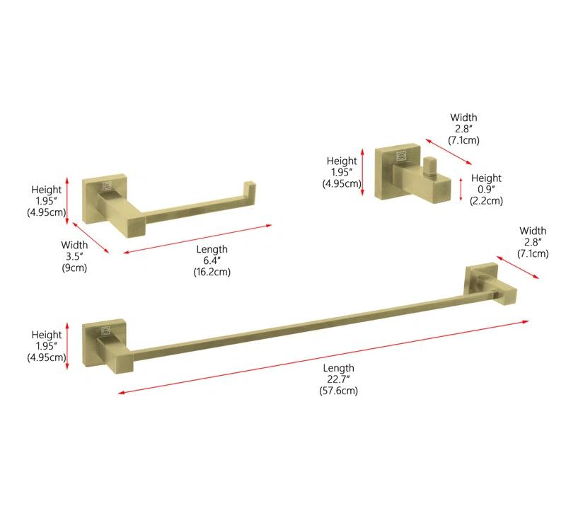 Elegant Lighting HWB-12S3HBGD Isla 3 - Piece Bathroom Hardware Set