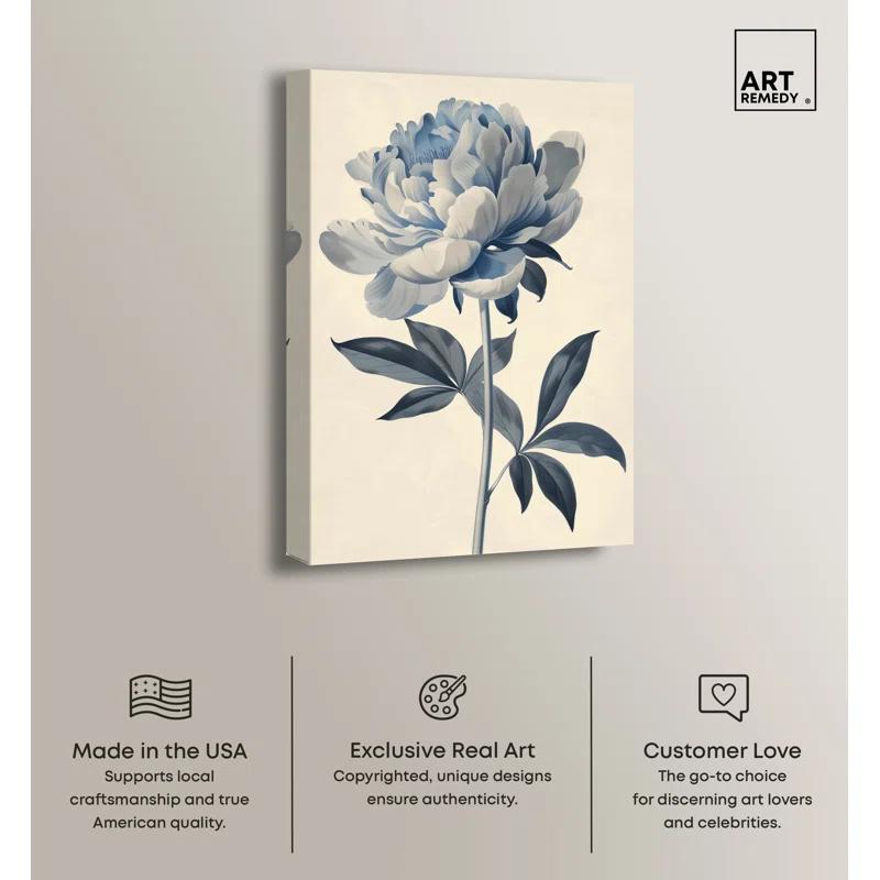 Art Remedy Delicate Blue Flower Minimalistic Floral Wall Art by Art Remedy