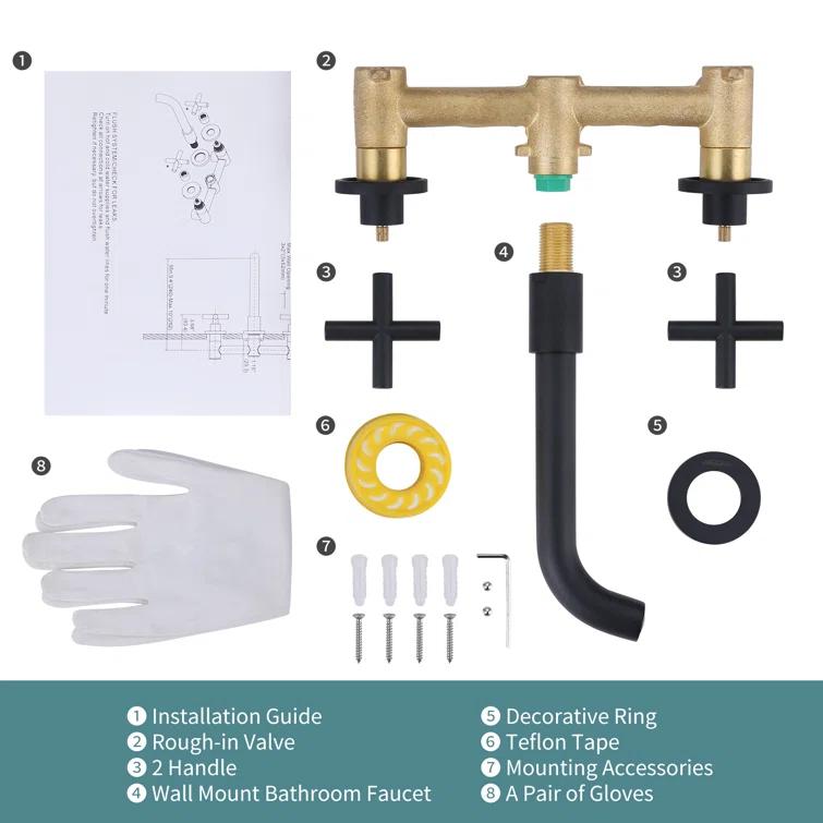 2-Handle 3-Hole Wall Mounted Roman Tub Faucet With 360° Swivel Spout