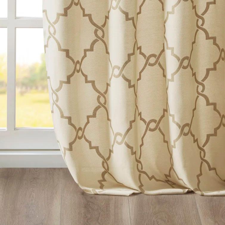 Madison Park Fretwork Print Grommet Top Single Window Curtain Panel