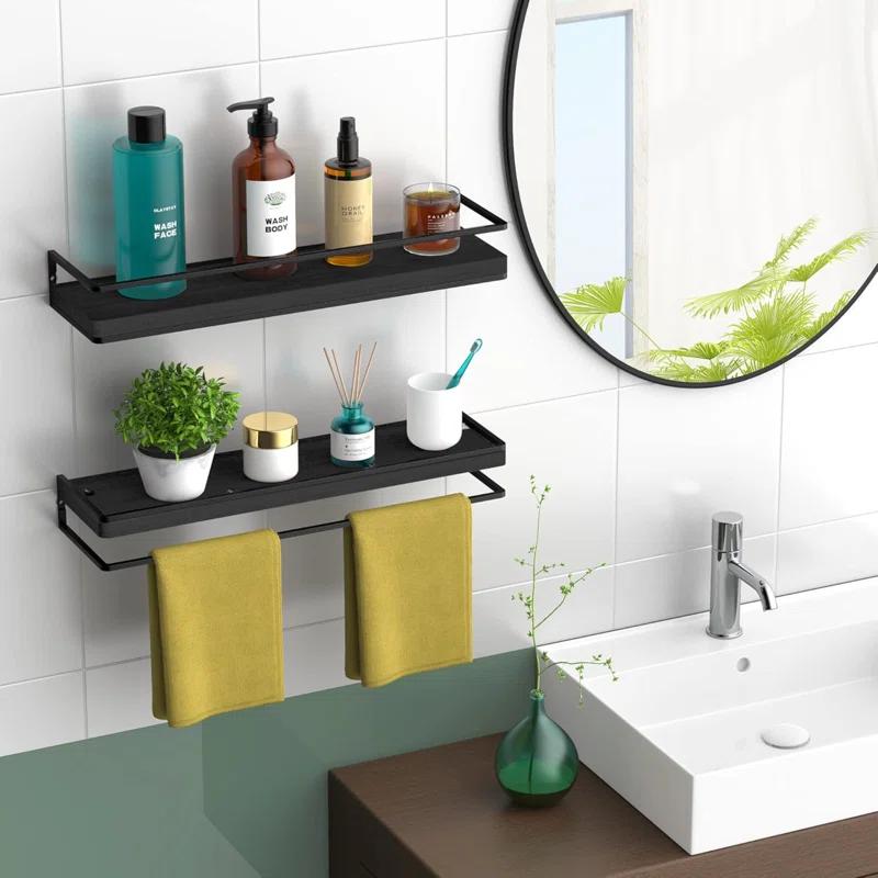 Floating Shelves Wall Mounted Set Of 2, Rustic Wood Wall Storage Shelves For Bedroom,Living Room,Bathroom, Kitchen