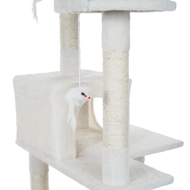PetMaker 6 Foot Cat Tree with Scratch Posts in Ivory