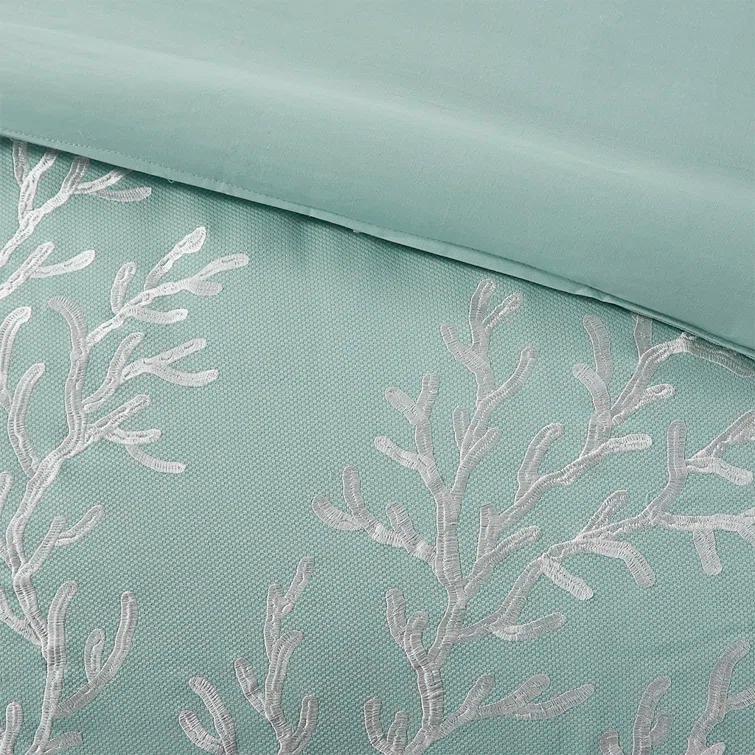 Coastline Embroidered 100% Cotton 4 Piece Comforter Set