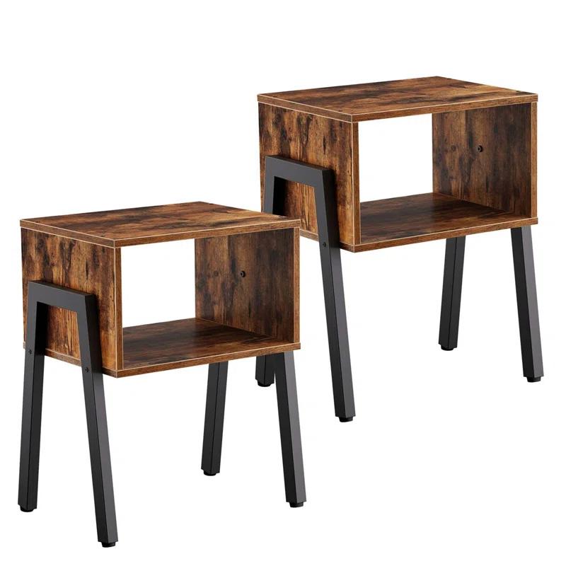 17 Stories Stackable Nightstand Set Of 2 With Open Storage Shelf - Space-Saving End Tables For Bedroom & Living Room, Multi-Functional Modern Side Tables With Adjustable Feet, Easy Assembly Design
