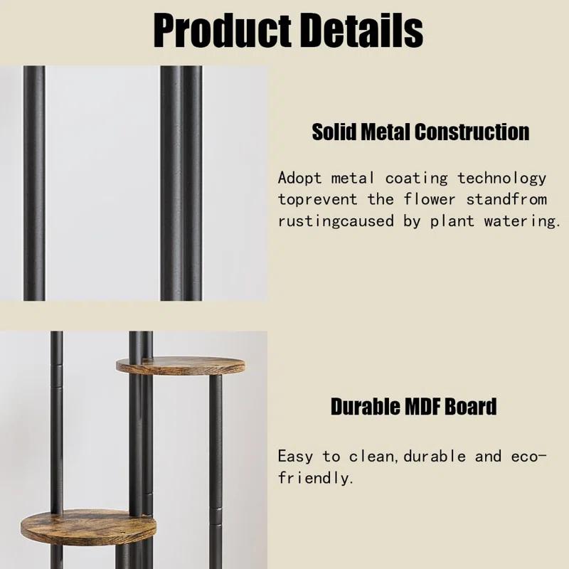 Arlmont & Co. Plant Stand Indoor 5 Tier Metal Plant Shelf for Multiple Plants Corner Tall Flower Holders for Living Room Balcony Bedroom Patio Garden
