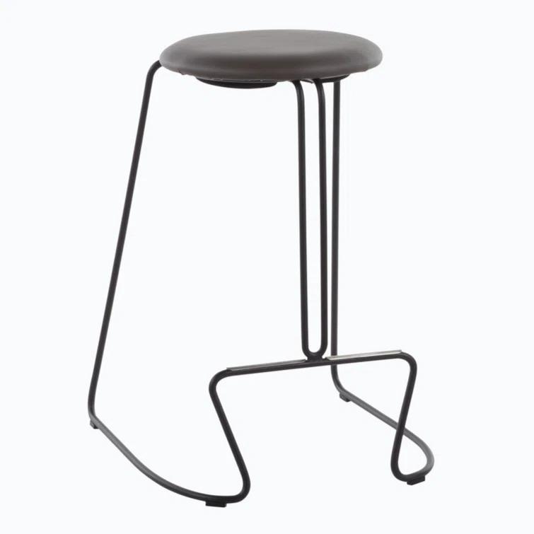 George Oliver Fiona 2 Pieces PU Leather Counter Stool Dining Chair in Steel
