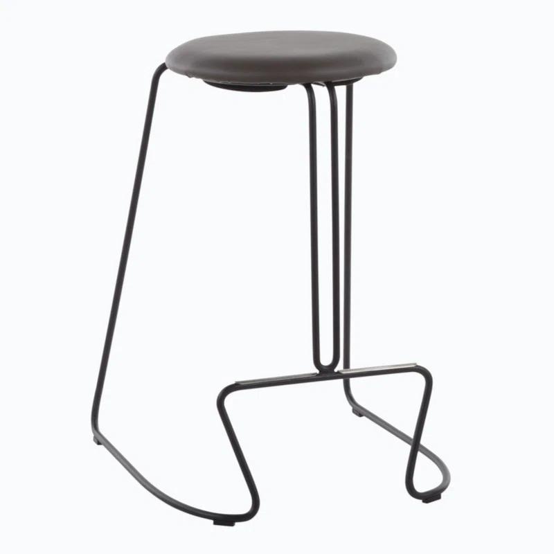 George Oliver Fiona 2 Pieces PU Leather Counter Stool Dining Chair in Steel
