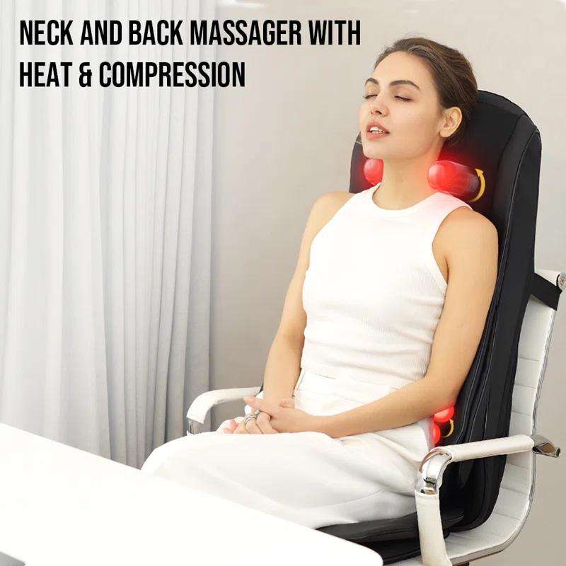 Snailax Shiatsu Full Body Chair Seat Massager, Neck Back Chair Pad with Compression & Heat. SL-229 | Wayfair