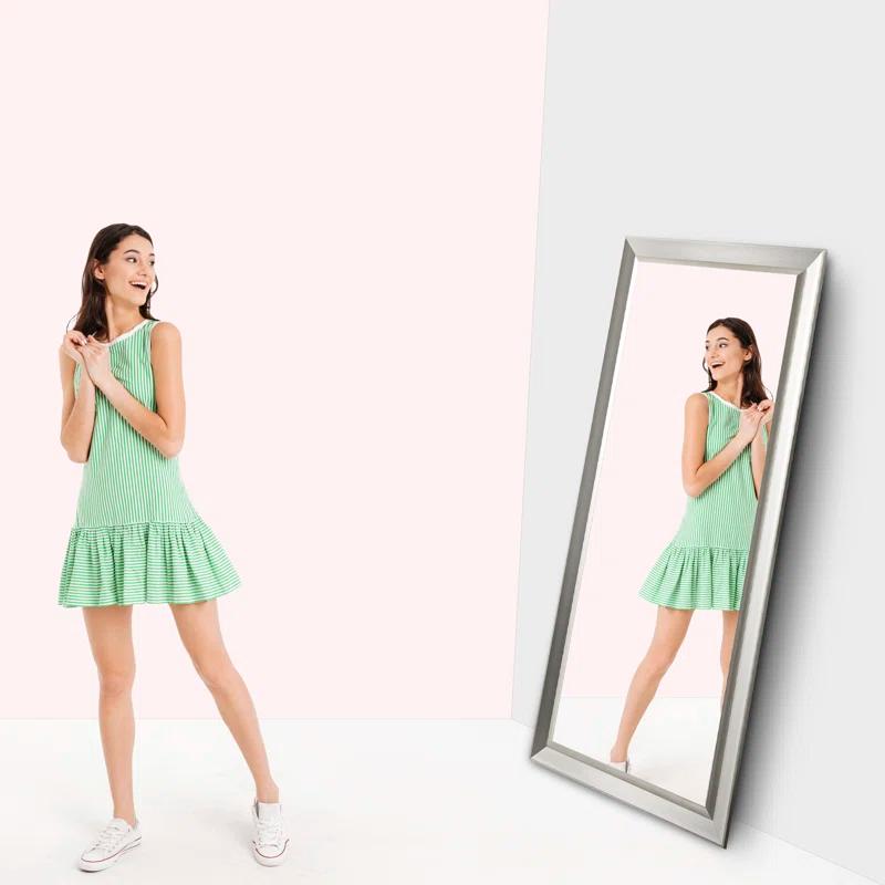 Red Barrel Studio® Chappell Beveled Full Length Huge Floor Mirror XL Mirror Large Standing Silver Floor Mirror