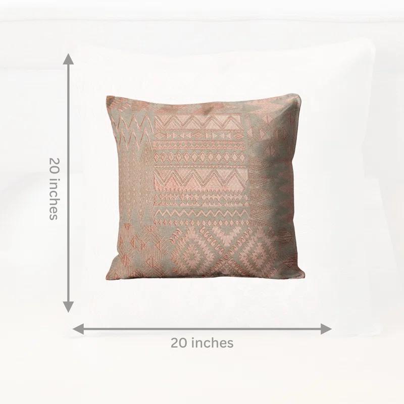 Peppermint Home Arya Embroidery Throw Pillow | Cover and Insert | 20x20 | Amber/Orange