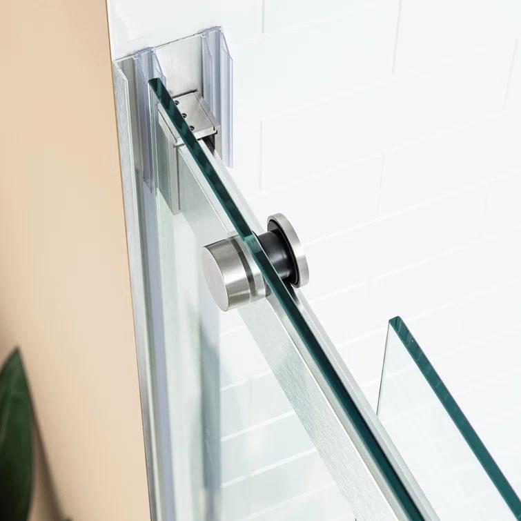WoodBridge 44-48" W x 80" H Double Sliding Semi- Frameless Shower Door with 5/16"(8mm) Clear Tempered Glass SURFK-4880--BN