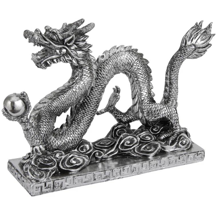 Oriental Furniture 12" Chinese Dragon Statue, figurine, decorative item