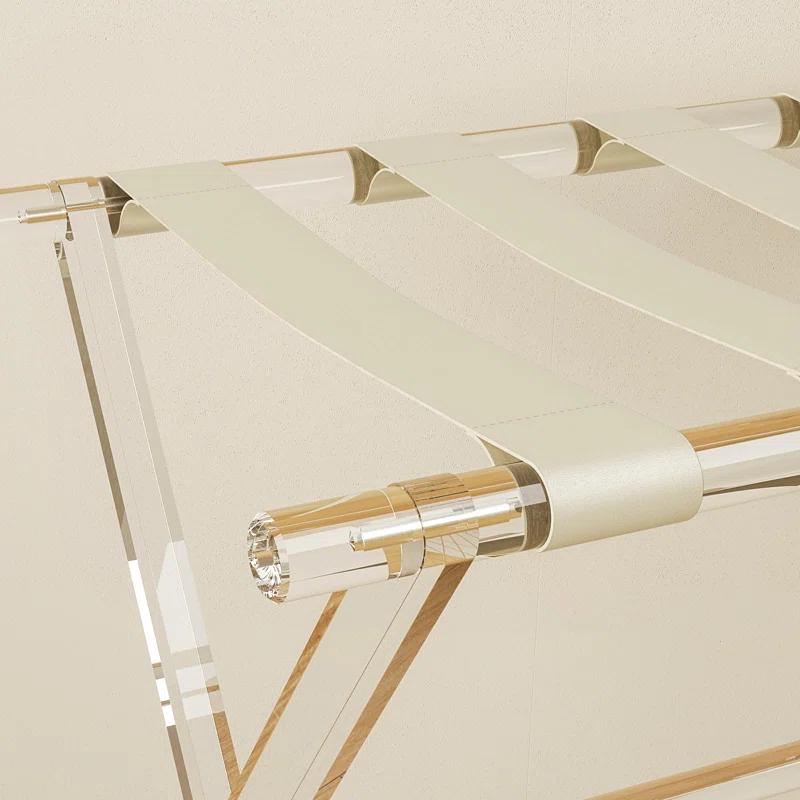 IFBECT Acrylic Luggage Rack with Beige Leather Straps