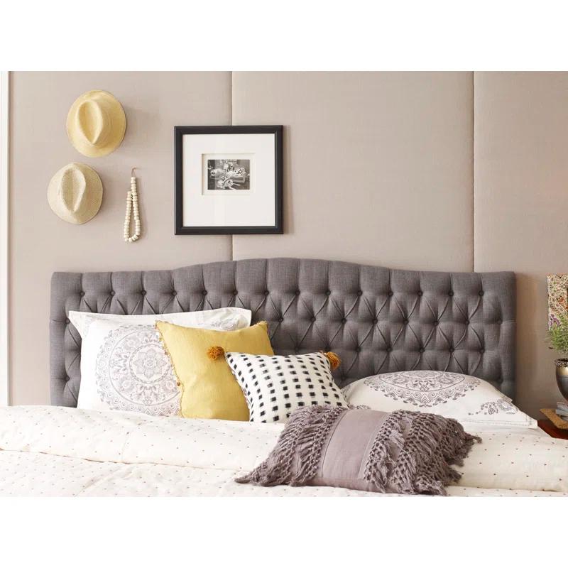 Elle Decor Elle Decor Celeste Tufted Upholstered Padded Headboard with Contemporary Button Tufting