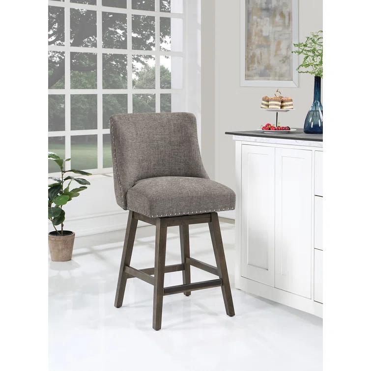 OSP Designs Granville Swivel Upholstered Counter Stool with Solid Wood Frame