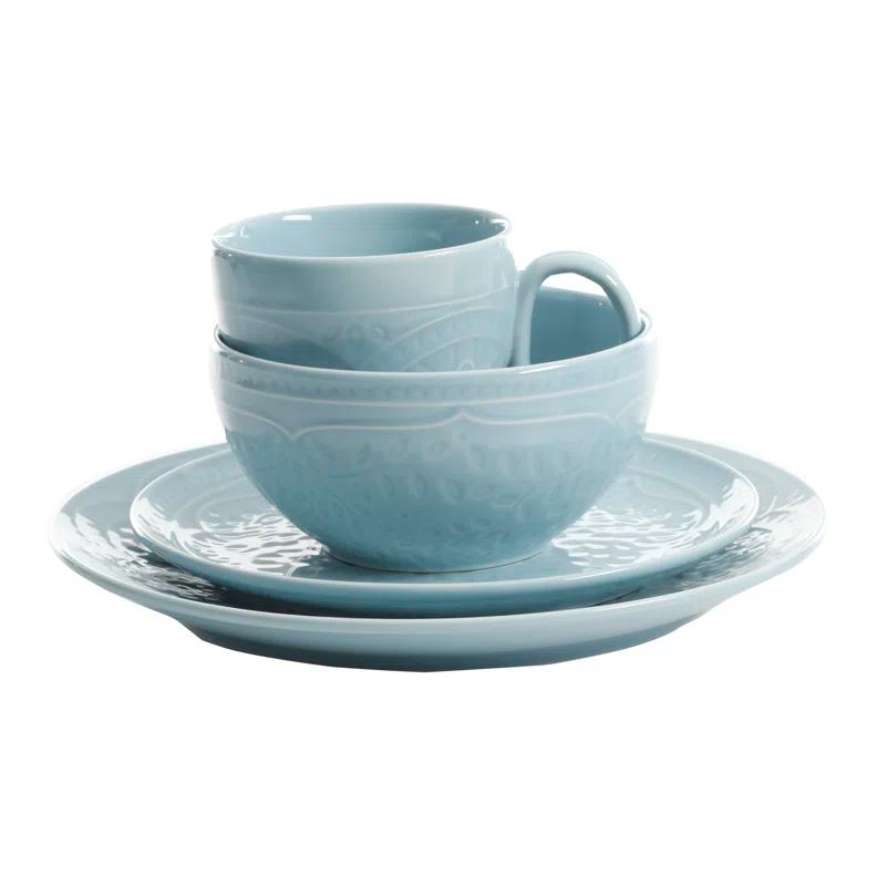 Gibson Elite Alemany 16-Piece Dinnerware Set - Aqua