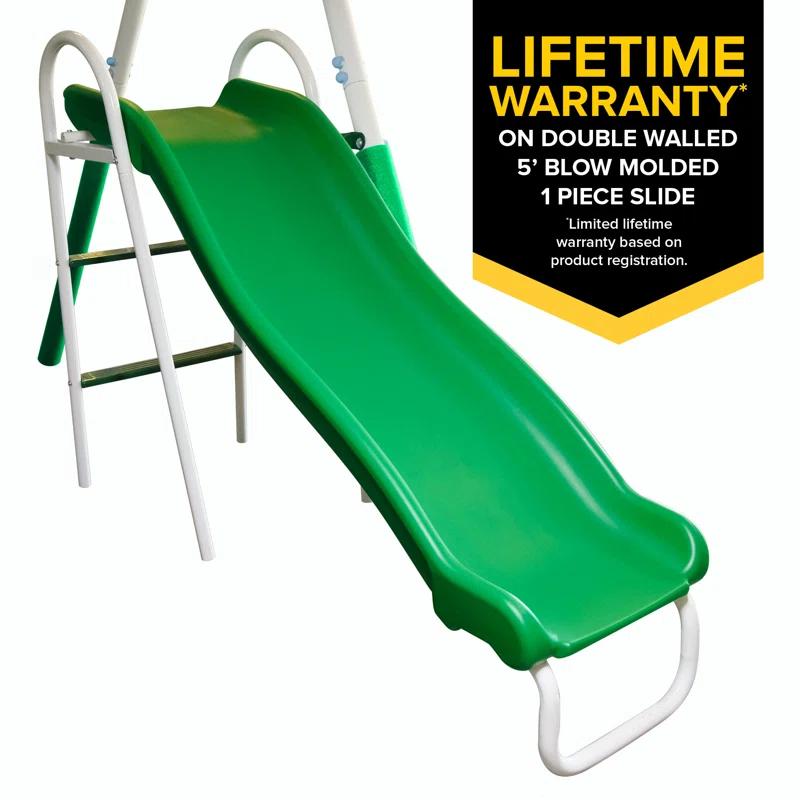 Sportspower Sportspower Park Ridge Metal Swing Set With 2 Swings, Standing Swing, 2 Person Roman Glider Swing, Teeter Totter And 5' Slide, Bonus Anchor Kit Included
