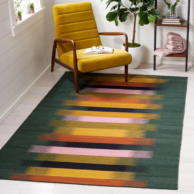 Safavieh Dhurries Flat Weave Wool/Cotton Rug in Yellow/Brown