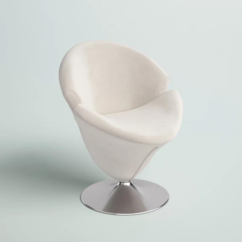 Manhattan Comfort Tulip Velvet Upholstered Swivel Barrel Chair in White